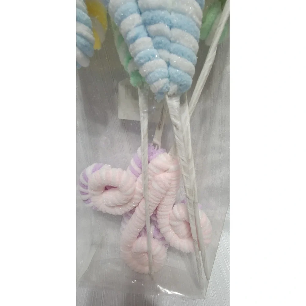 Pastel Striped Curly Floral Picks Glitter Wreath Decor Stems 2 Pack